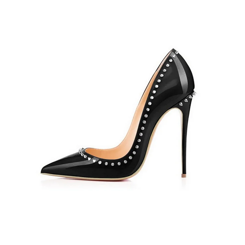 CACA 12 cm NIVETS Vysoké podpätky, dámske pumpy, sexy svadobné topánky, špicaté prsty, pošmyknuté, čierne, červené, veľkosť 34-45, dropship