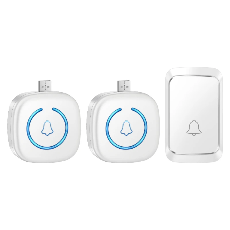 Cacazi Mini Home Wireless Wireless Worter Watersed Waterproof 60 Ringtónov nastaviteľné 150 m vzdialené vonkajšie zvonenie 1 tlačidlo 2 prijímače
