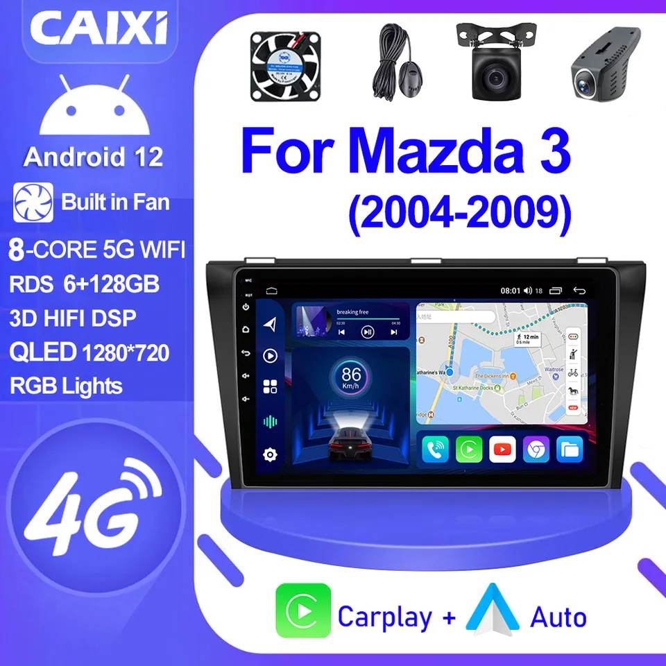 Caixi GX9 2 DIN Android 14 Stereo 4G pre Mazda 3 2004-2013 Maxx Axela Car Auto Multimedia Auto CarPlay GPS GPS 2DIN DVD DVD