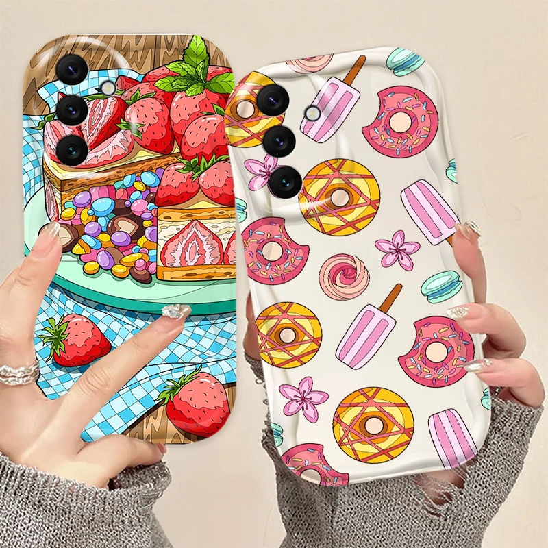 Cake Donut Cuil Cartoon pre Samsung A55 A54 A53 A52 A35 A34 A33 A32 A25 A24 A23 A22 A21S A15 A13 A14 5G Wave Oil Soft