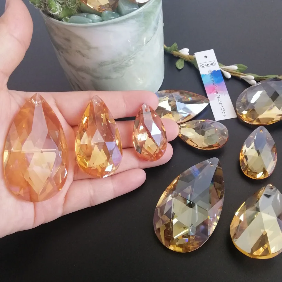 CAMAL 2KS GOLD Champagne 38/50/60 mm mriežka krištáľové lampa Lamp sval Less Suncatcher osvetľovacie diely závesné domáce dekorácie