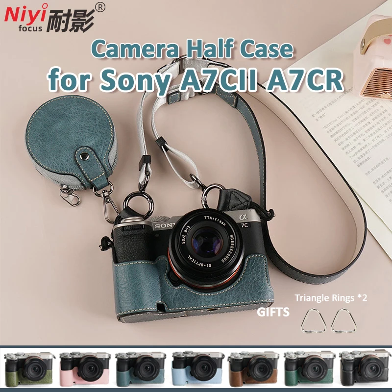 Camera Half Case Base Coer Cover Baseplate Bag pre ochrancu pre Sony A7C II Mark II A7CII A7CR kožený remienok 1/4Screw