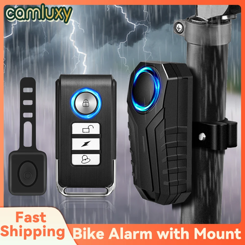 Camluxy proti krádeži bicykla Alarm s držiakom 113 dB Vibračné vibrácie Motocykel Bicycle Alarm Bezpečnostný systém