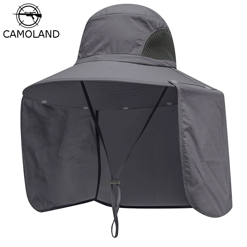 Camoland 2 v 1 leto UPF50+ Sun Hats Dámske pánske vodotesné rybárske klobúky s klapkou na turistiku Vonkajší klobúk vedier