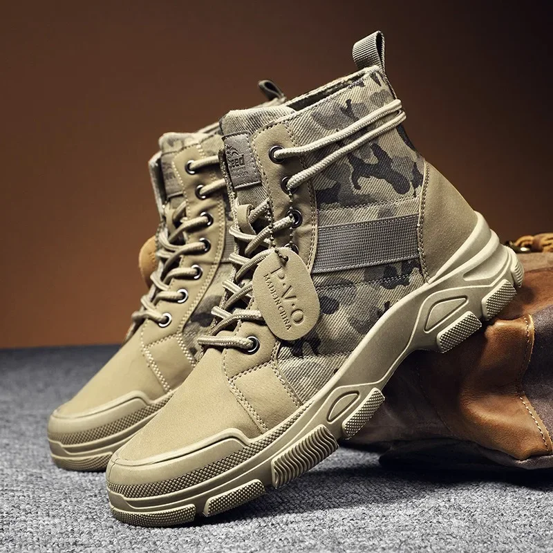 Camouflage topánky pre mužov Jeseň zimná platforma topánky vonkajšie topánky na vysokej úrovni muži Pracujúce topánky zimné zimné nové kožušiny para hombre