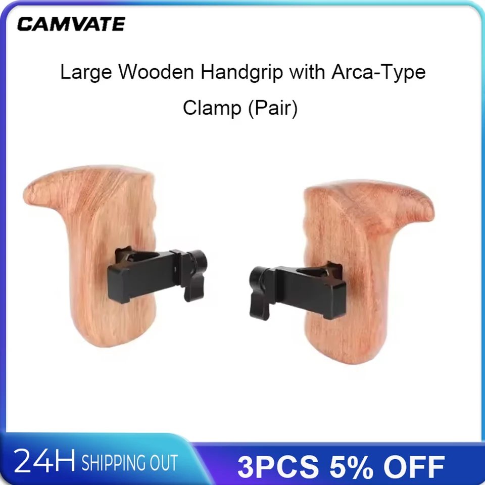 Camvate Camera Veľká drevená rukoväť s svorkou typu ARCA pre rukoväte rukoväte rukoväte rukoväť