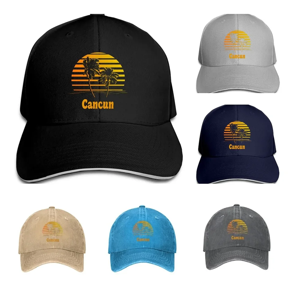 Cancun Mexico Sunset Palm Beach Unisex Baseball Cap Cap nastaviteľný klobúk sendvičové čiapky hip hop klobúky trucker klobúky