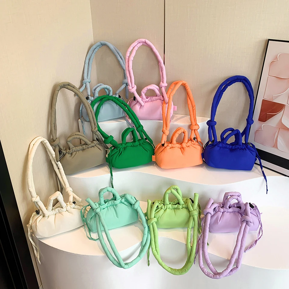 Candy Color Módna kabelka Soft Crossbod Crossbod Bag Cotty Paded s nastaviteľným popruhom pre ženy Pracujte nakupovanie cestovná taška