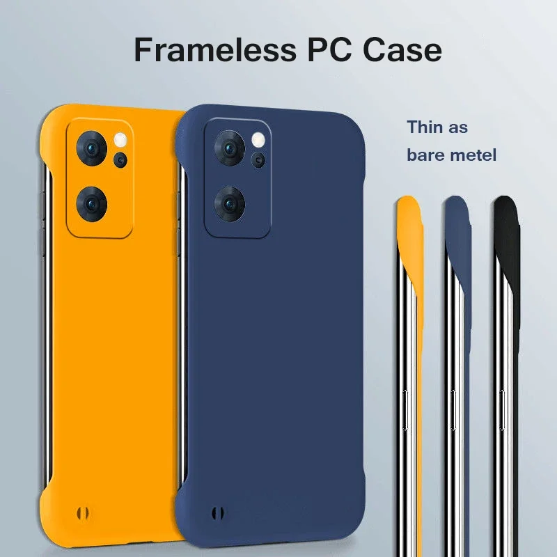Candy Color -Remless Matte Case pre Oppo Reno7 Reno6 Reno5 Reno 7 6 5 Pro Plus 5G Slim Hard PC Shock odolný voči nárazníkom