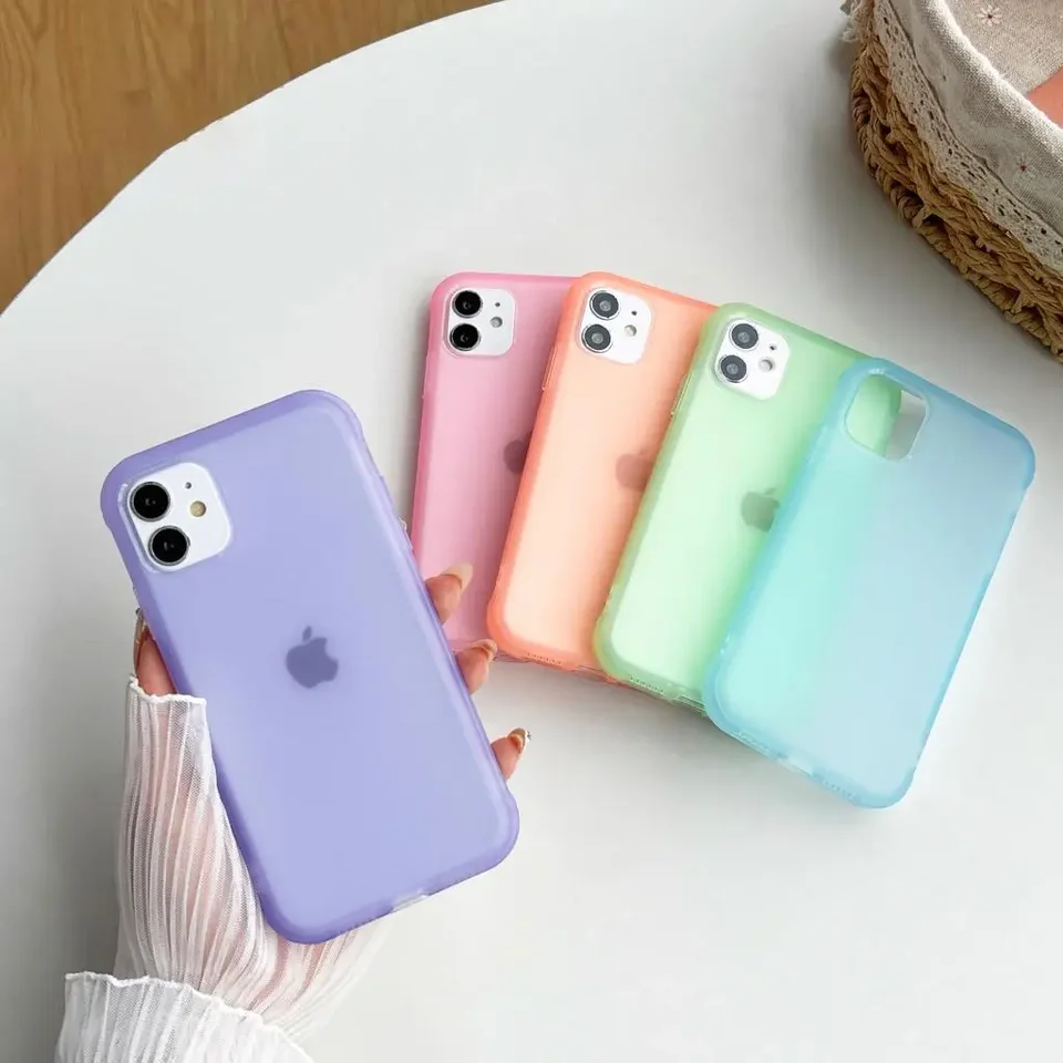 Candy Color Soft Clear Matte Puzdro pre iPhone 14 15 Pro Max 11 13 12 12 12 Promax Shock odolný voči silikónu Transparentné zadné kryt