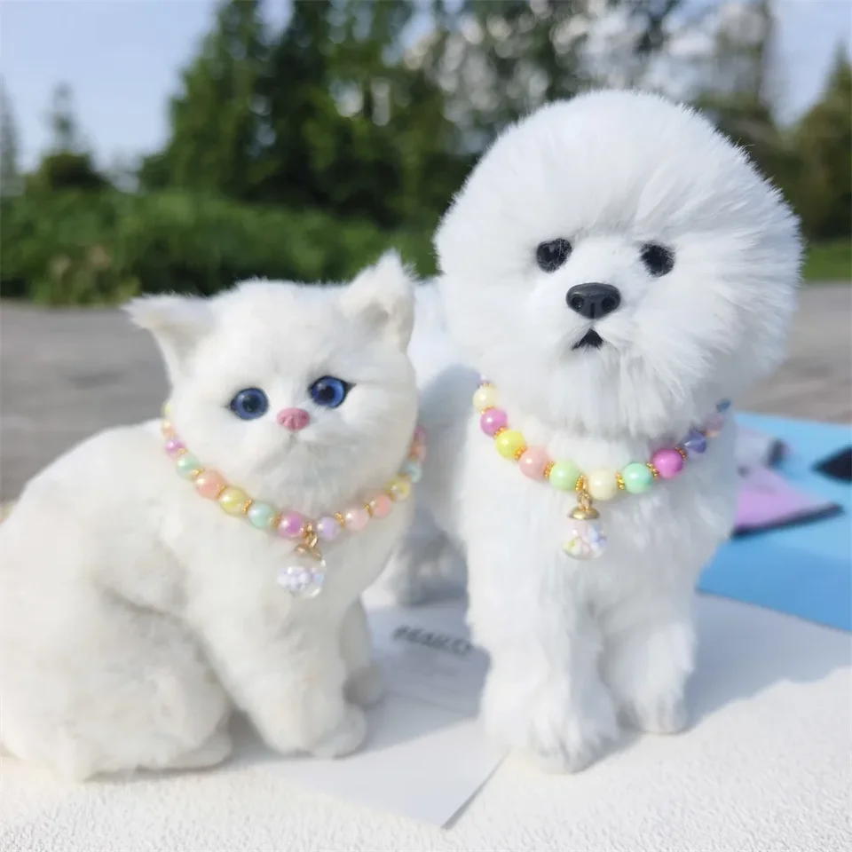 Candy farebné perlové zlato oddelené perlové psie golier farebný sklenený guľôčkový prívesok pre malé príslušenstvo pre mačky s mačkou psov