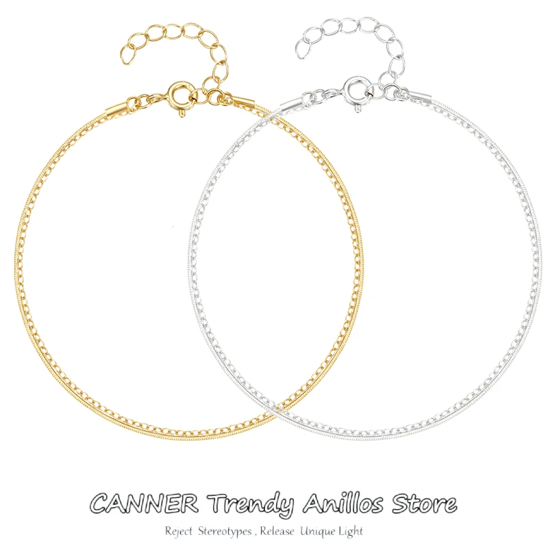 Canner 925 Sterling Silver jednoduché dvojité reťaze náramok pre ženy minimalistické nastaviteľné náramok