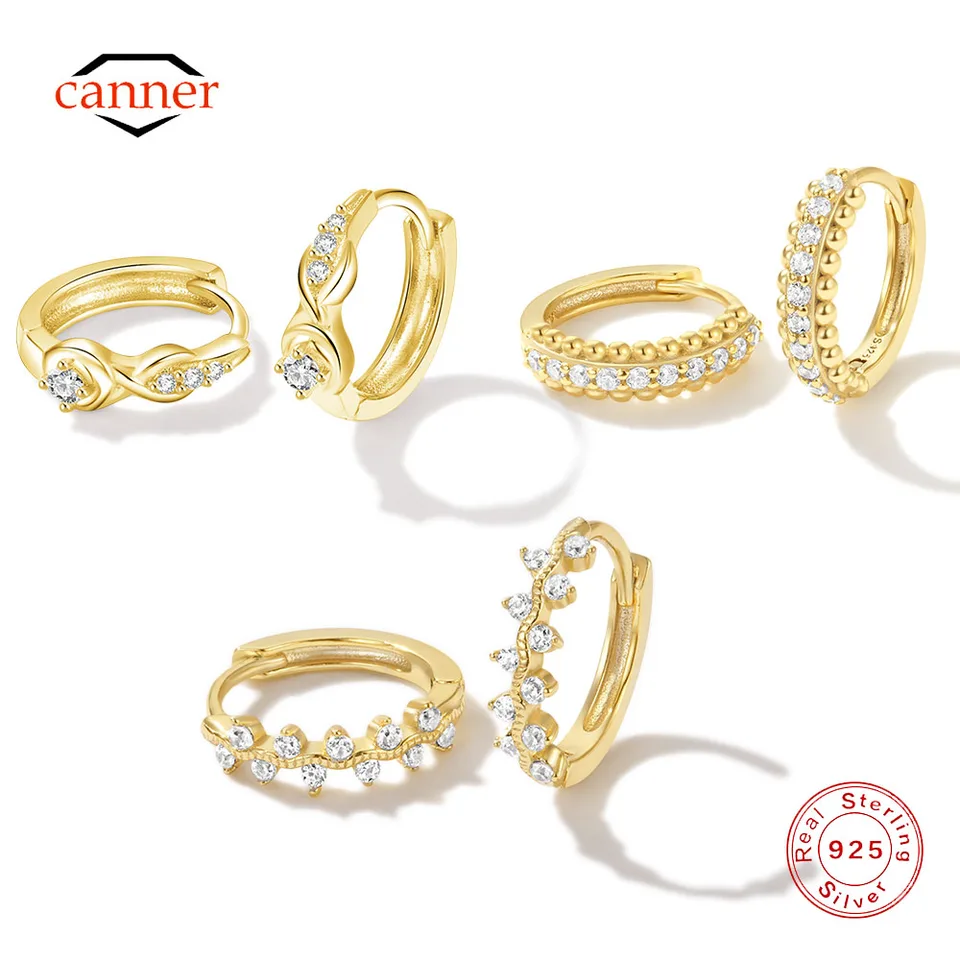 Canner 925 Sterling Silver Obrázok 8 Element Zirkon Stud náušnice pre ženy 18k zlaté ins jednoduché náušnice jemné šperky darček