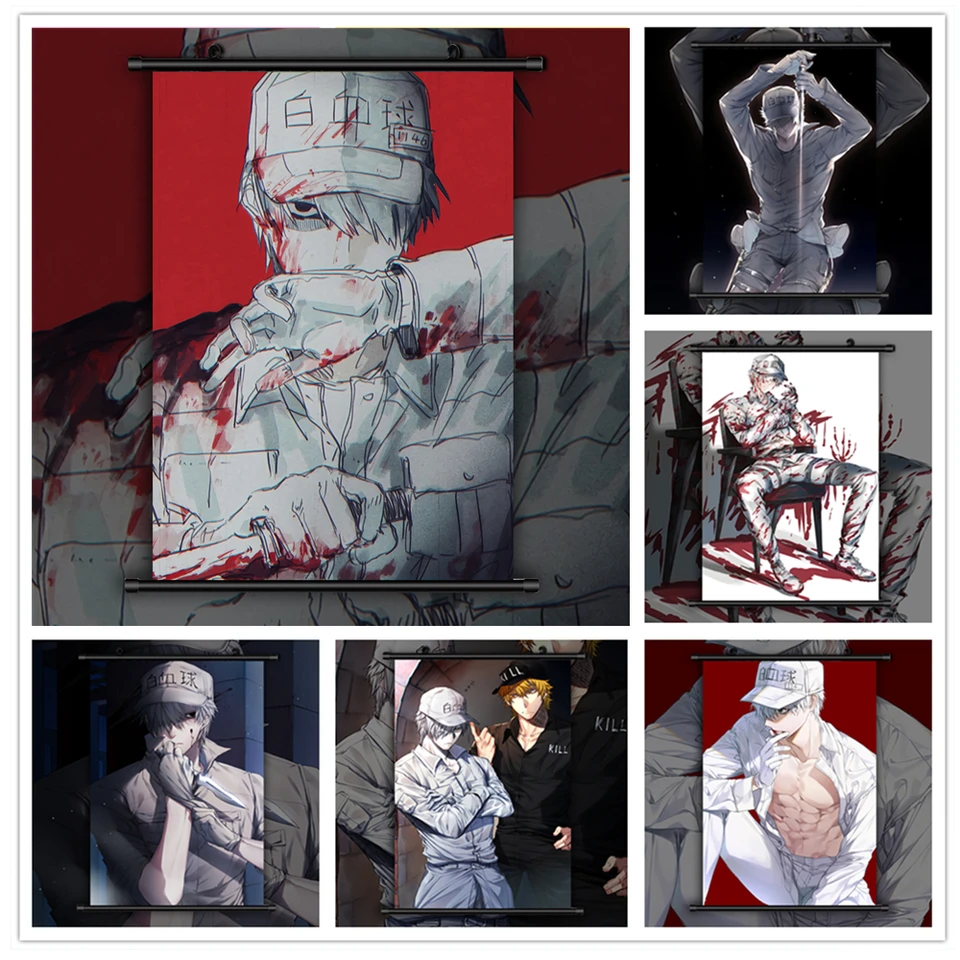 Canvas Painting Anime plagáty bunky v práci! Neutrofil U-1146 Yaoi Anime Manga HD Tlač nástenné umenie Picture Domovod