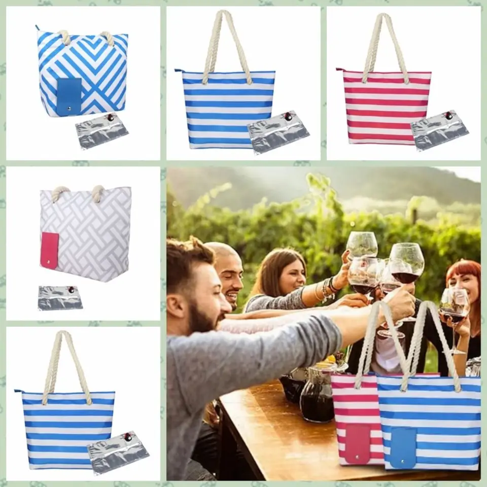 Canvas Wine DispenSer tote taška s veľkou kapacitou tepelnou izoláciou v víno