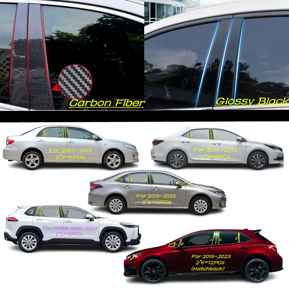 CAP PC Material stĺp stĺpikový stĺpik Dvere Orezanie okna lišta Plate pre Toyota Corolla Altis/Levin 2007-2014-2019-2020-2023