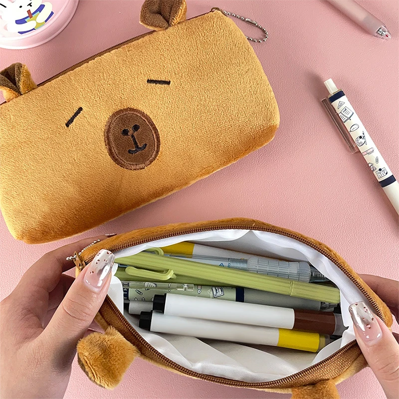 Capibara plyšová ceruzka case cartoon capybara veľká kapacita pera puzdro Organizátor Organizátor Storage Bag Cosmetic Bag