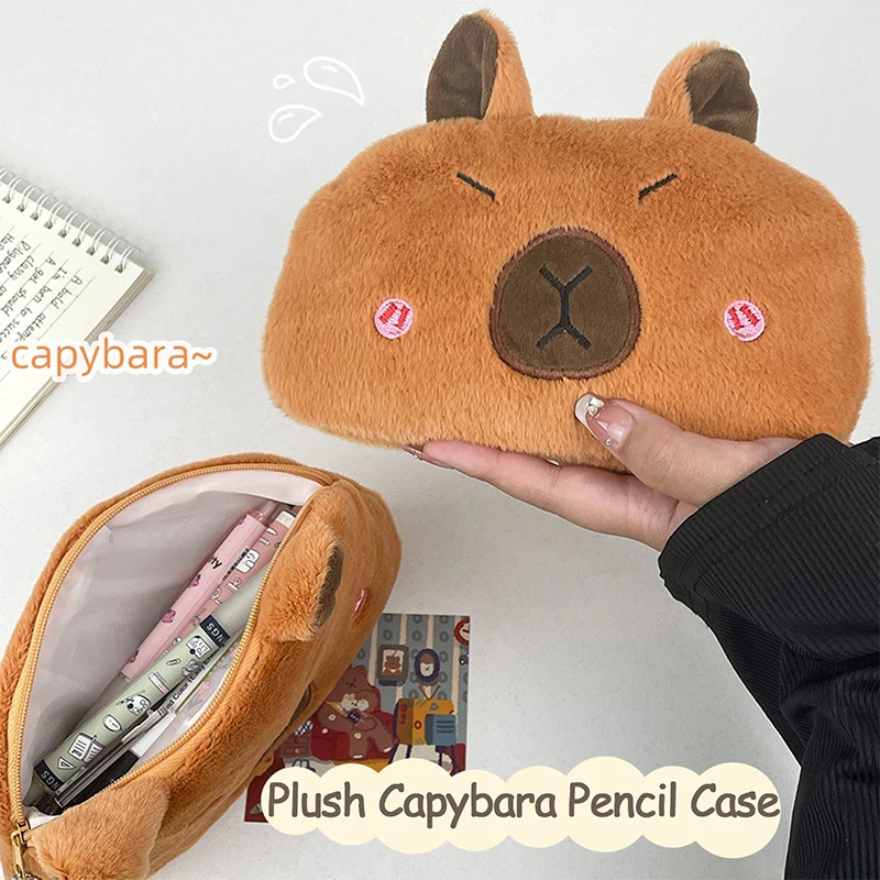 Capibara plyšová ceruzka case cartoon capybara veľká kapacita pera puzdro na papierové potreby kozmetickú tašku kozmetickú tašku