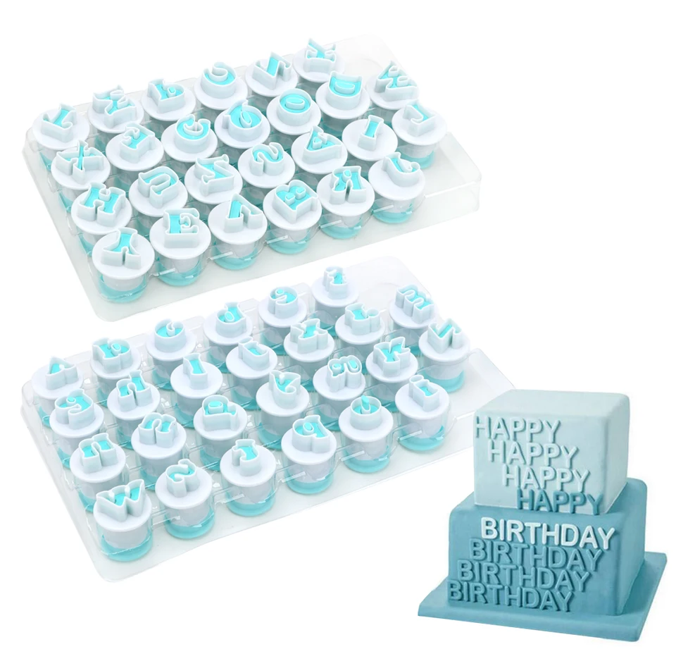 Capital Letters Fondant Cake Fold Plastový piest pre piest 10 26 ks/sada cookie pleseň Určite a malá abeceda Cookie Cuins Cutter