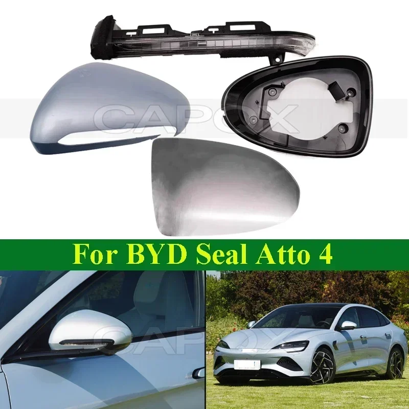 CAPQX 90% Nové spätné zrkadlo rámu Zrkadlový kryt na veko pre BYD TEAL ATTO 4 zrkadlové sklenené šošovky Turn Signal Light Light