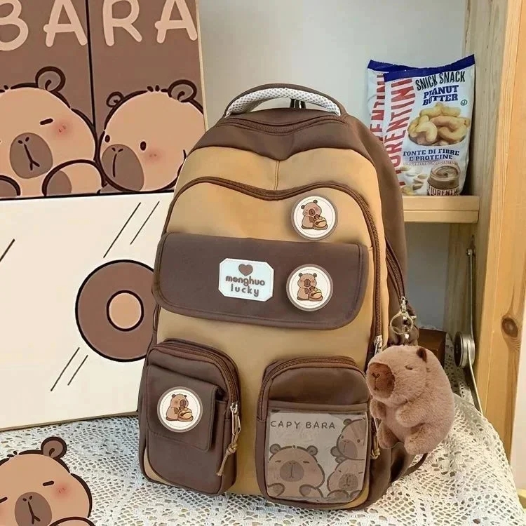 Capybara batoh roztomilý batoh plyšový škôlka karikatúra mäkké vtipné zviera Veľká kapacita plnená unisex y2k estetické batohy