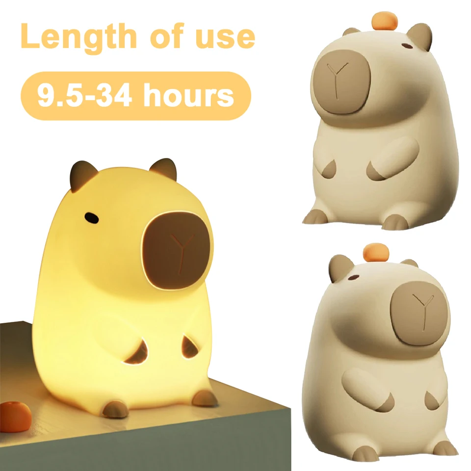 Capybra Night Light Cartoon Pat Light 2 Gear Stlmte nočná lampa USB nabíjanie Nočné svetlo Nočné svetlo pre domácu spálňu dekor