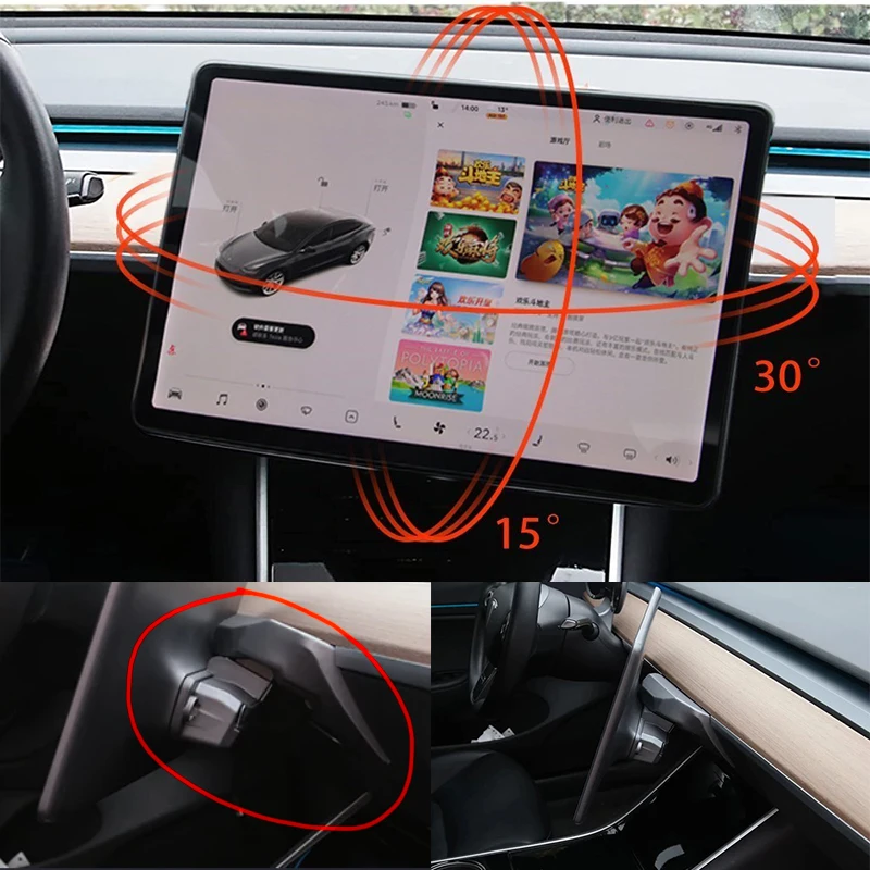 CAR GPS obrazovka otáčanie držiaka Screen Screen Mount Držiak navigáciu navigačnú obrazovku Rotačný držiak pre model Tesla Model 3 y