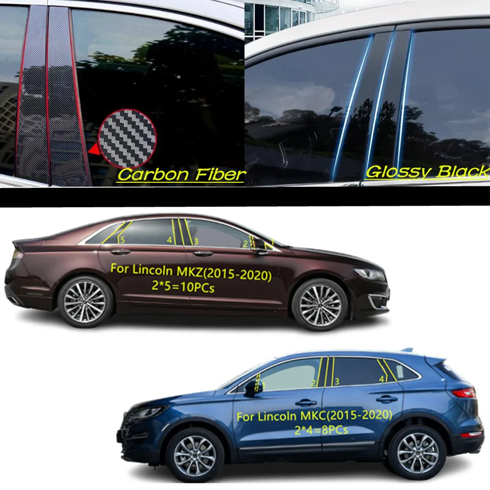 CAR PC Material stĺp stĺpikový obklad dverí obloženie okna Vylisovanie nálepiek Plate Doplnky pre Lincoln MKC MKZ 2015 2016 2017-2020