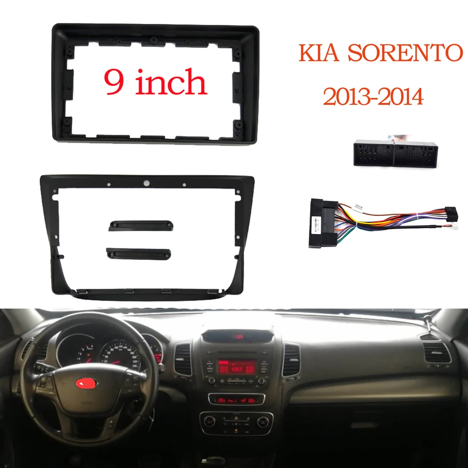 Car Radio Fascia pre Kia Sorento 2013 9 palcový rám Stereo DVD Player Inštalácia Panel Panel Panel Double Din Čelný doskový ráme