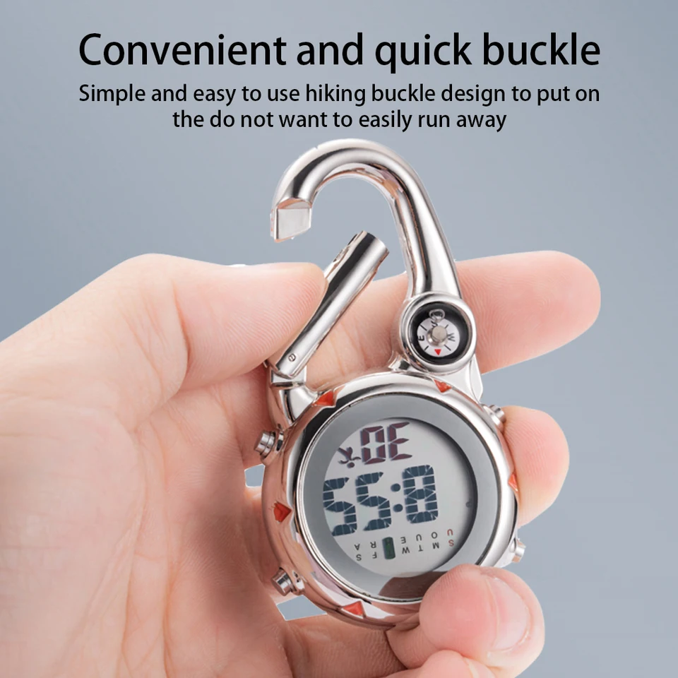 Carabiner Clip Watches Hook Clock Fashion Luminous Multifunkcia Fob Nurse Watch Compasses zobrazuje hodiny darček červené