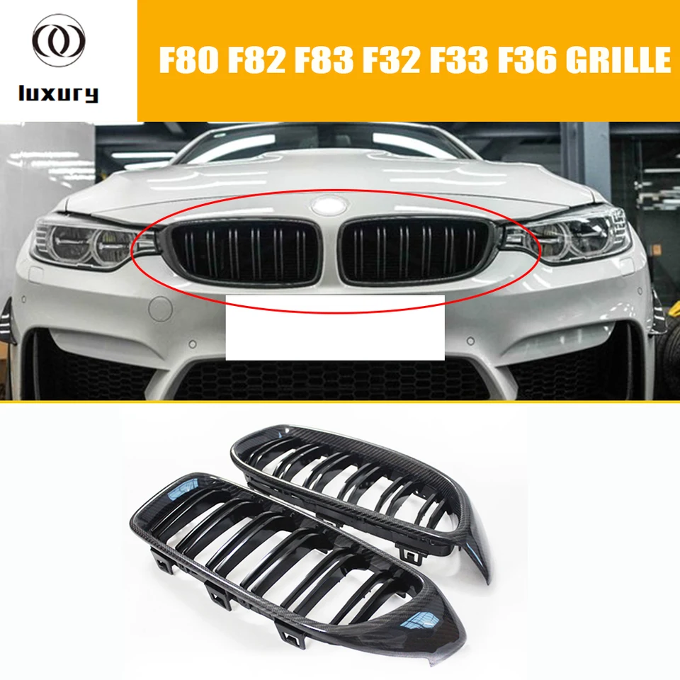 Carbon + ABS Front Bumper Kindy Grill Grill pre BMW F80 M3 F82 F83 M4 a F32 F33 F36 2014 - 2020