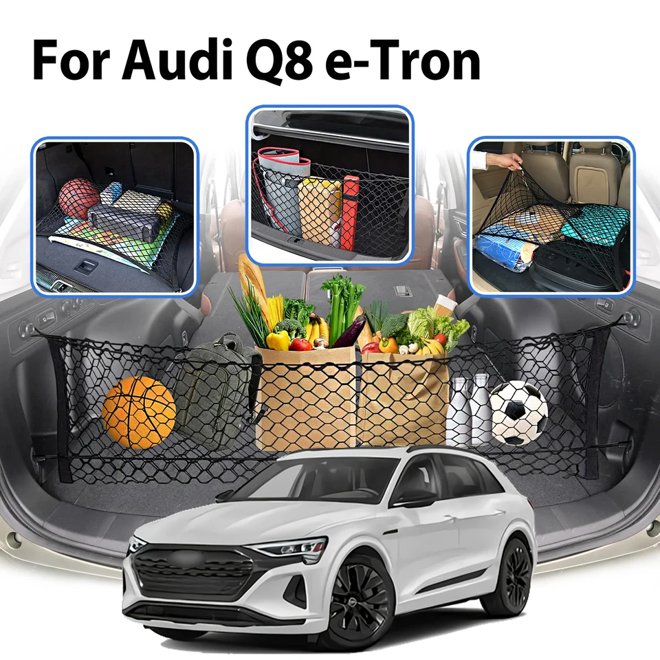 Cargo Net Stretable, automobilové náradie, nastaviteľná elastická kmeňová skladovacia sieť s háčikom pre E-tron Audi Q8