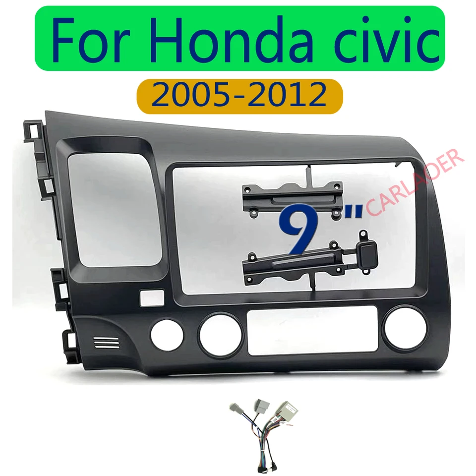Carlaoer Car Multimedia Panel Rám pre Honda Civic 8 2005-2012 pre 9 palcov
