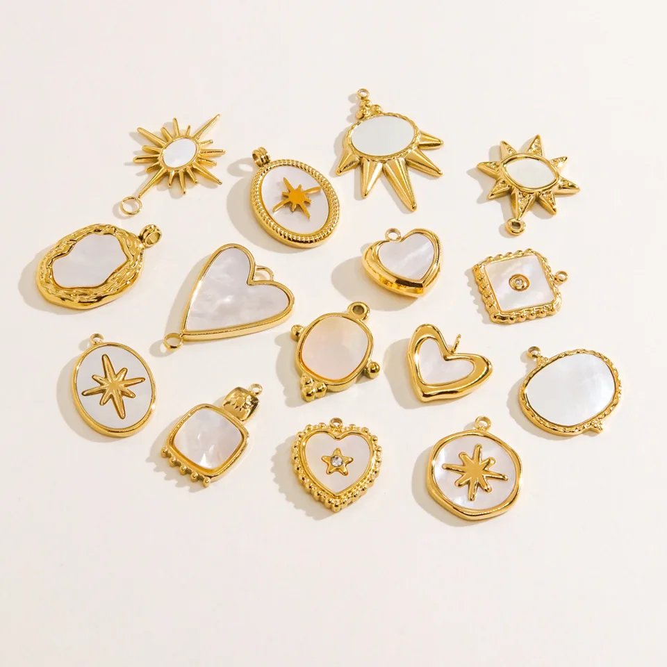 Carlidana Dainty Gold s nanesenou z nehrdzavejúcej ocele Biela škrupina prívesok Multi Designs módne náušnice kúzla šperky doplnky