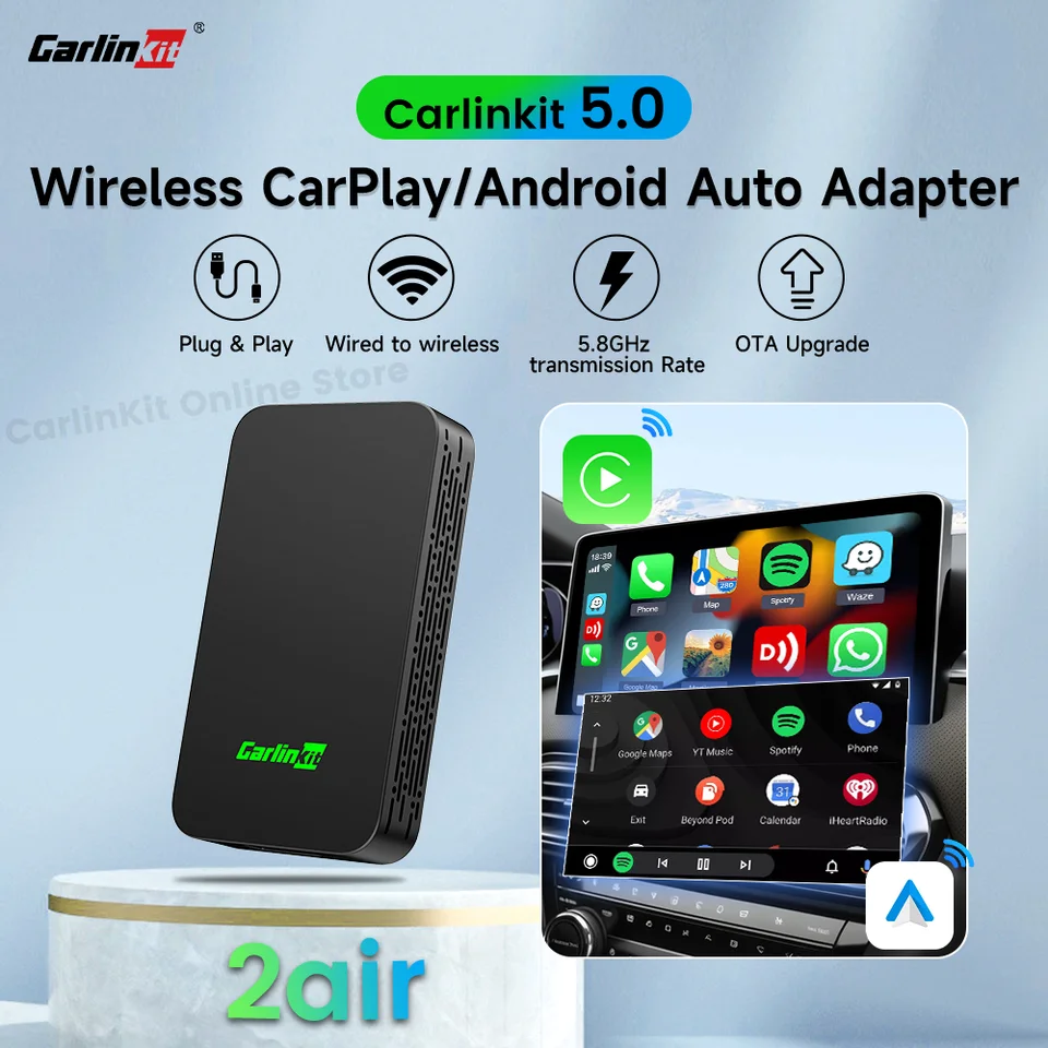 CarLinkit 2air CarPlay Wireless Android Auto Wireless Adapter pre Toyota Mazda Ford Volkswagen Peugeot Skod Kia Haval