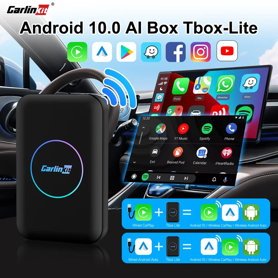 CarLinkit Android TV Box Wireless Android Automatic Adapter CarPlay AI Box Vstavaný obchod Play Store pre YouTube Netflix Fast Auto Connect