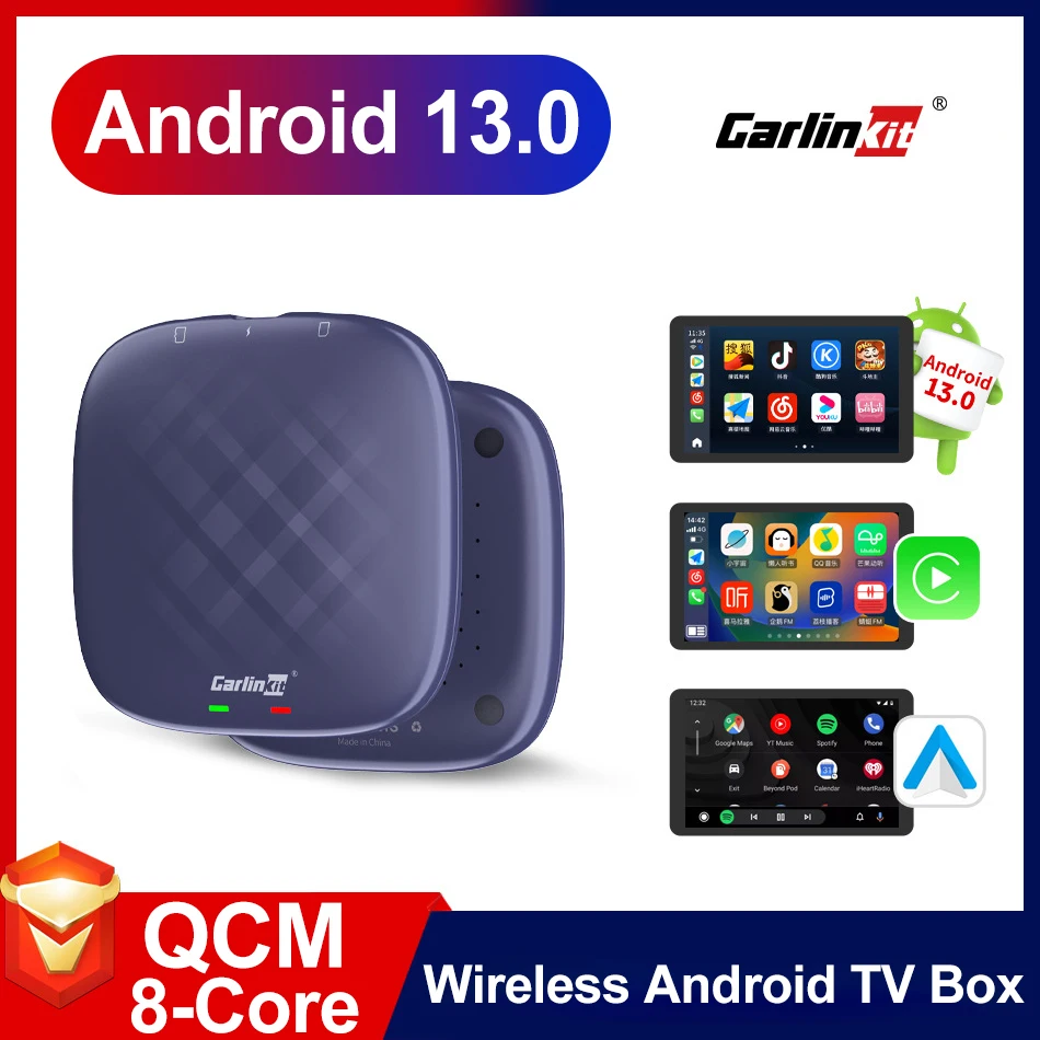 CarLinkit CarPlay AI TV box plus Android13 8+128 GB QCM 8-Core 665 6125 Wireless CarPlay Android Auto pre YouTube Netflix 4G LTE