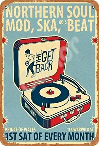 Carlor Northern Mod Ska Vintage Music Plagát elegantné umelecké výtlačky reklamná maľba vintage stena dekorácie kovová plechová značka 12 x 8
