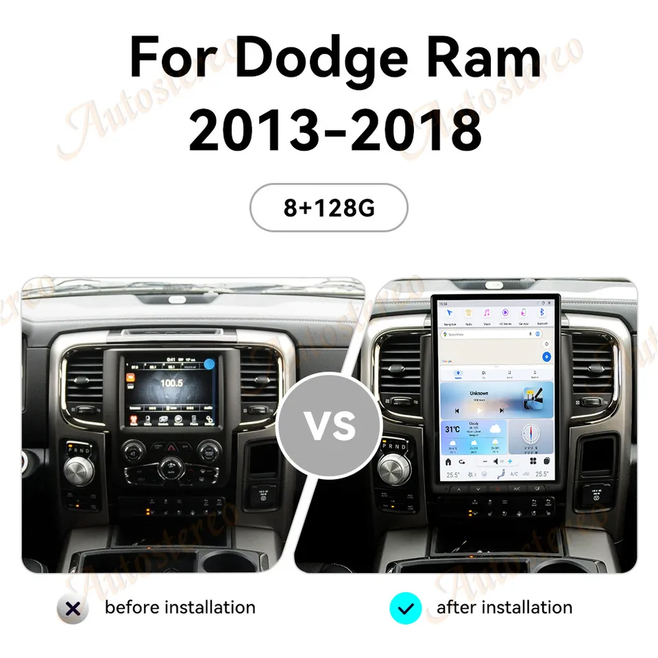 CarPlay 14,4 palca Android 13 pre Dodge Ram 2013-2018 Tesla v štýle automobilu GPS navigácia multimediálne prehrávač Radio Tape Headunit HD HD