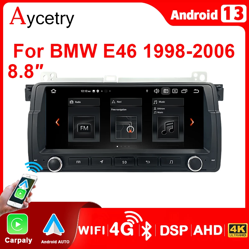 CarPlay 2 Din Car Radio Stereo Android13 pre BMW E46 M3 Rover75 Mgzt 1998-2006 Android Auto 8.8'''Screen Multimedia Player 4Gwifi