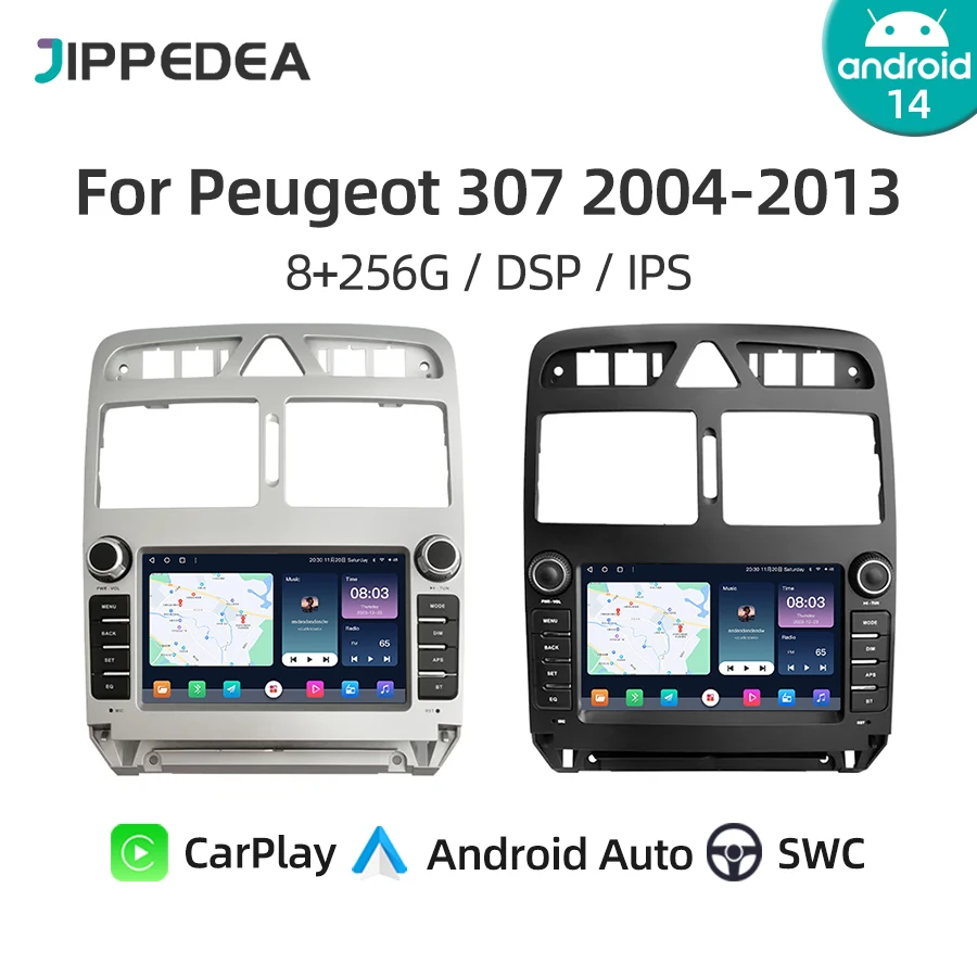 CarPlay Android 12.0 Car pre Peugeot 307 307CC 307SW 2004-2013 GPS navigácia WiFi Bluetooth Stereo Car Multimedia Player