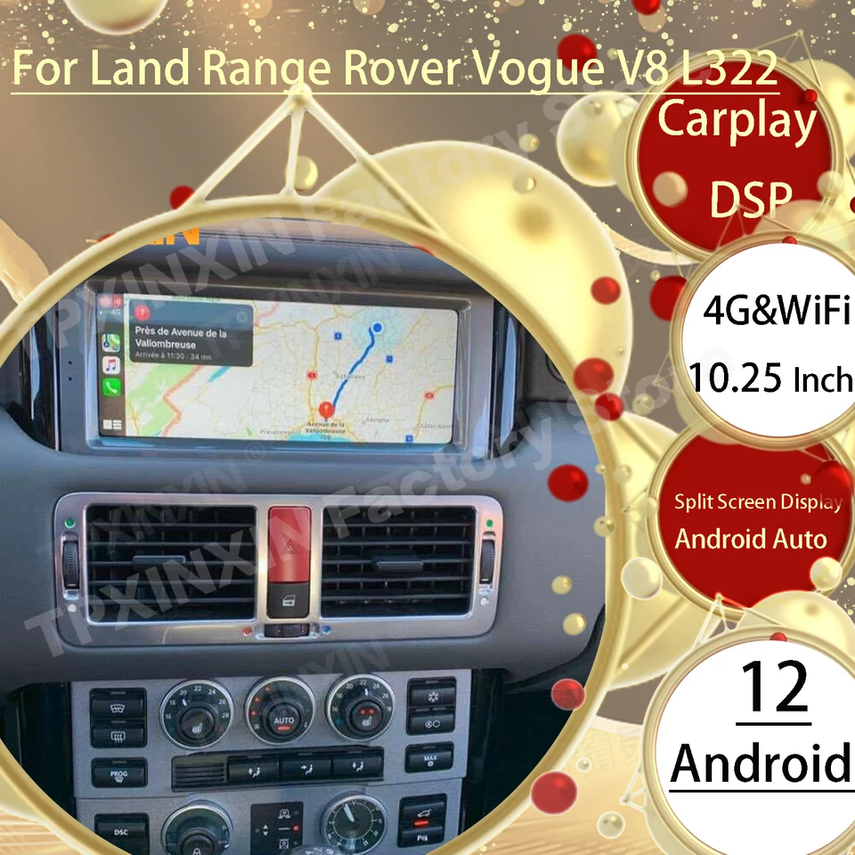 CarPlay Android 12 Rádiový prijímač pre Land Range Rover Vogue V8 L322 2002 2003 2004 2005 2006 2007 2008-2012