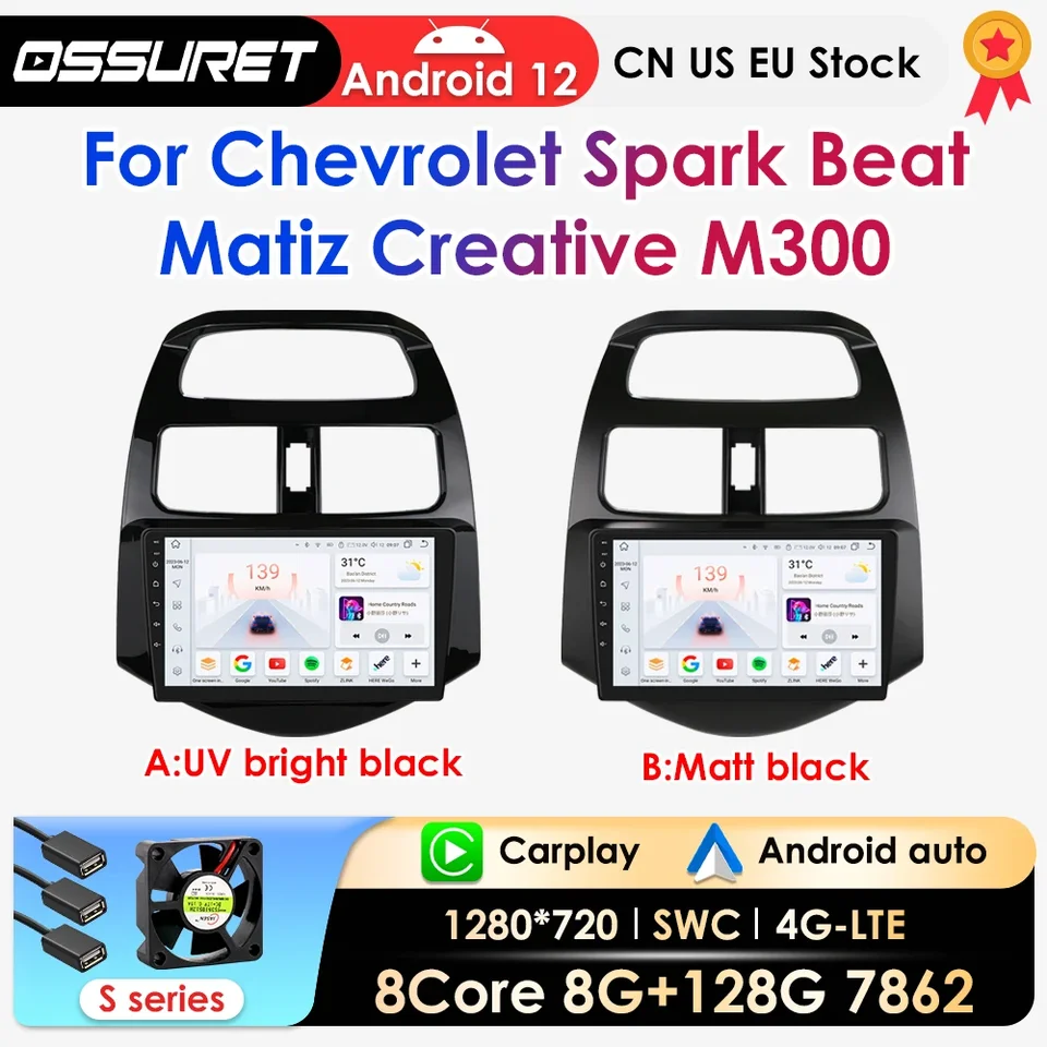CarPlay Android Auto Car Radio pre Chevrolet Spark Beat Matiz Creative M300 Car Intelligent System Audio Navi GPS Autoradio 7862