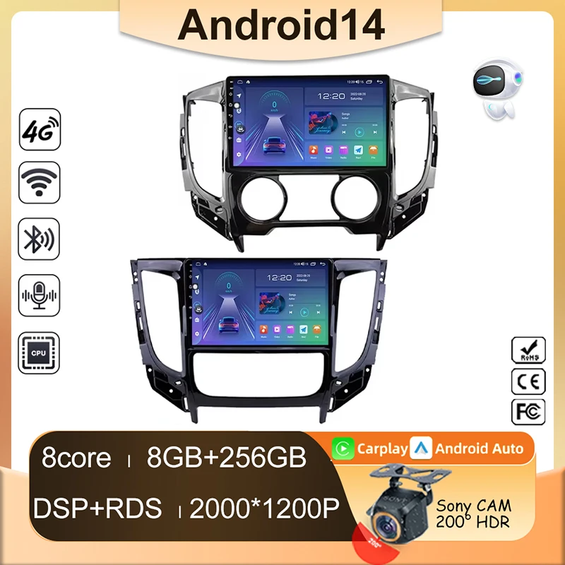 CarPlay Android pre Mitsubishi Pajero Sport 3 L200 5 Triton 3 2015- 2019 Automo Radio Multimedia Player Stereo Video Navigation BT