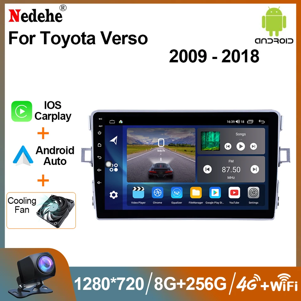 CarPlay pre autá Android 12 CarPlay pre Toyota Verso R20 2009 - 2018 Multimedia Player 2 DIN Autoradio Stereo GPS Navigation Head Unit