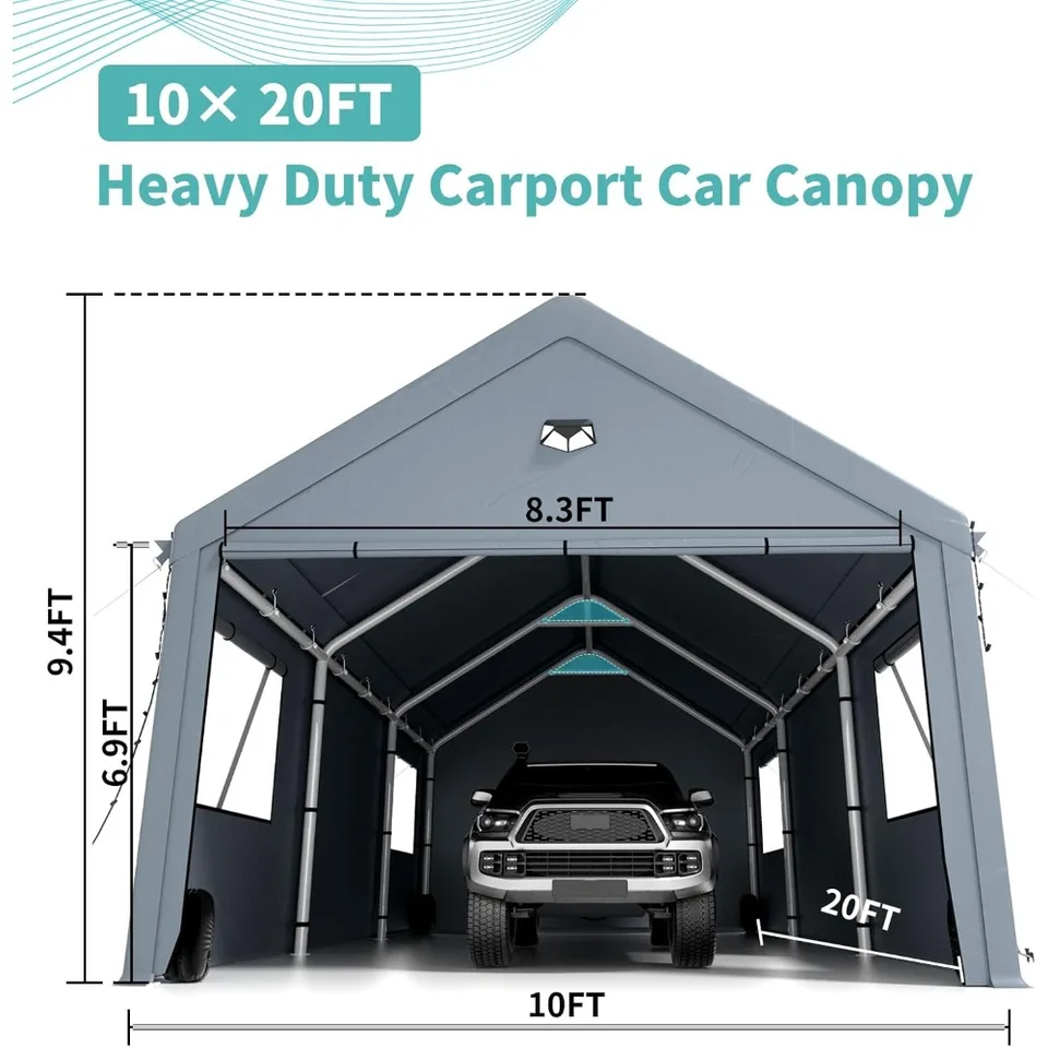 Carports 10x20 High Duty ， prístavy automobilov s 180 g odnímateľnými bočnými stenami, Carport Carday, Prenosný garáž pre port auta,