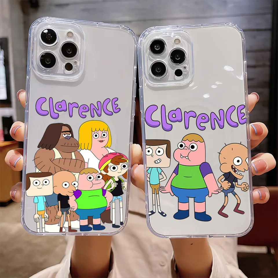 Cartoon C-Clarence-S Funny pre iPhone 16 15 14 13 12 11 Pro Max Plus priehľadné puzdro na magnetické sacie