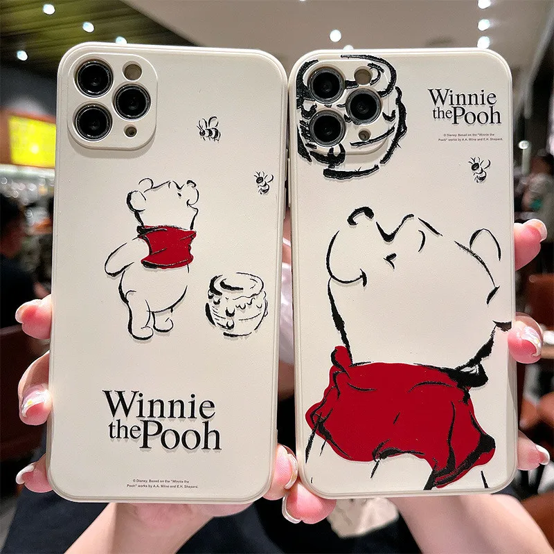 Cartoon Disney Winnie Pooh Soft Case pre iPhone 12 Pro 11 Pro XS Max x xr 7 8 plus zadný kryt silikón TPU Anti-Fall Shell