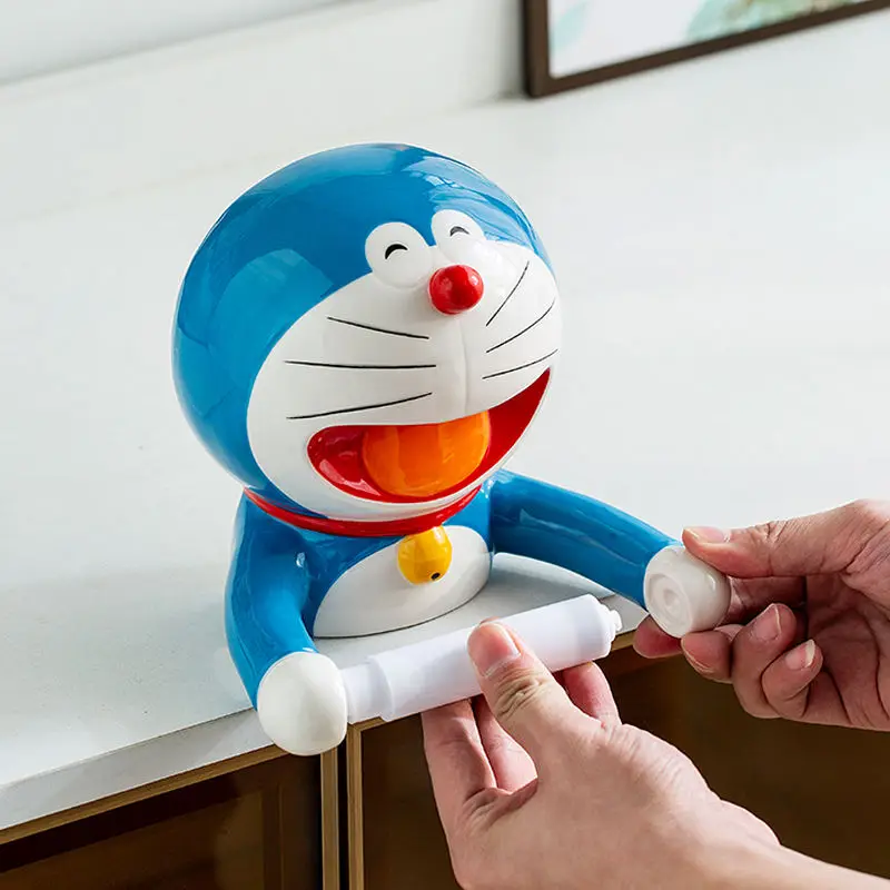 Cartoon Doraemon Creative Kúpeľňa keramický papierový skrinka Storage stojan bez dierovania papierovej krabičky na stenu závesný rolka papierový stojan
