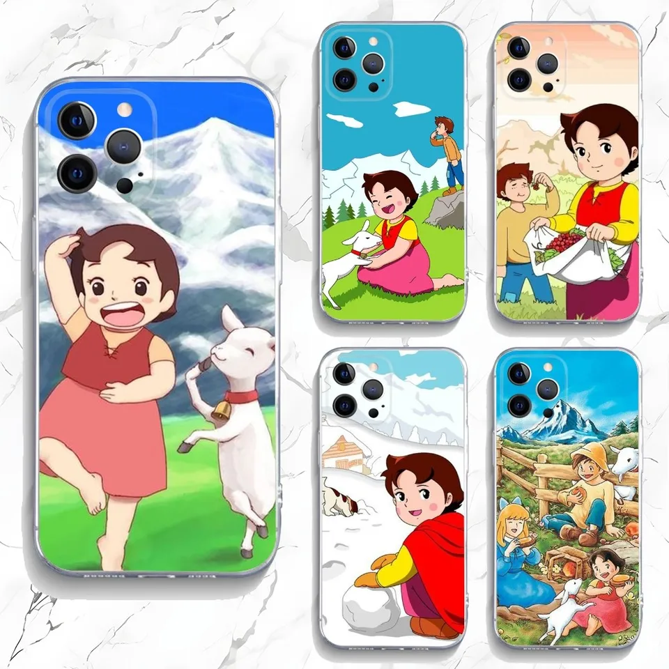Cartoon H-heidi telefónny puzdro pre iPhone 15,14,13,12,11 Plus, Pro, Max, XR, XS, X, 7,8 Plus, SE, Mini Transparent Silikone Soft Soft